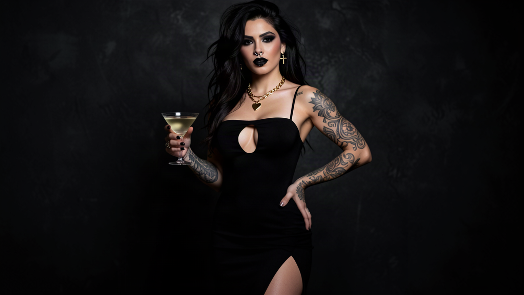 Black bodycon dress with keyhole cutout and thigh slit